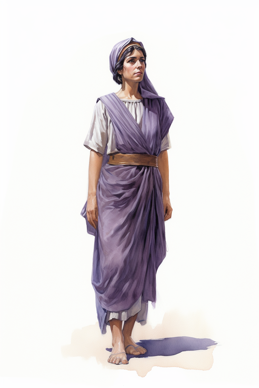 Ancient Assyrian woman with short purple hair