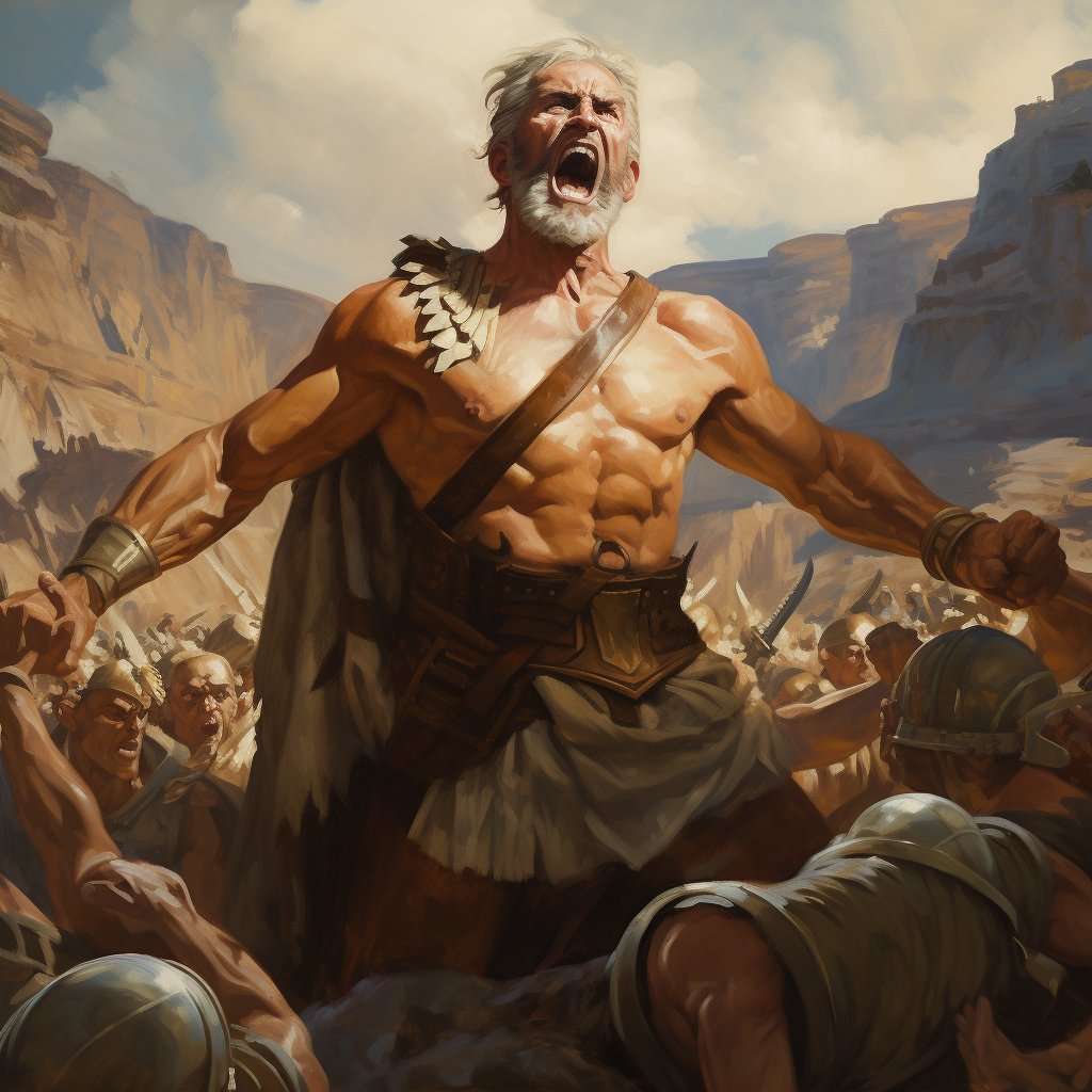 Ancient Man Shouting with Army