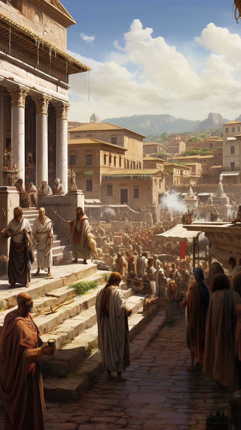 Ancient Rome cityscape in cinematic view