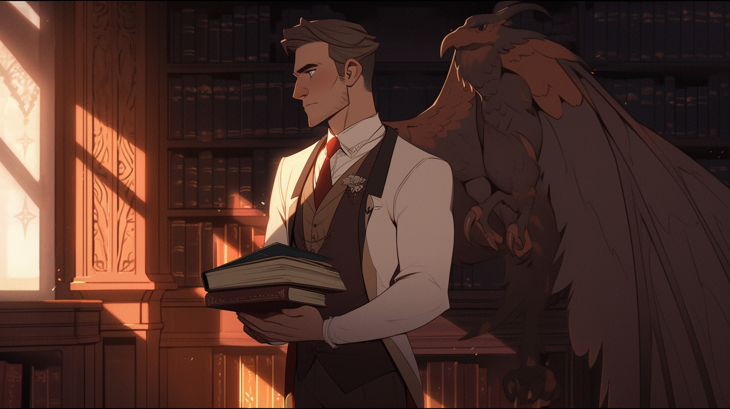 Angelic Scholar Advisor with Dragon Book