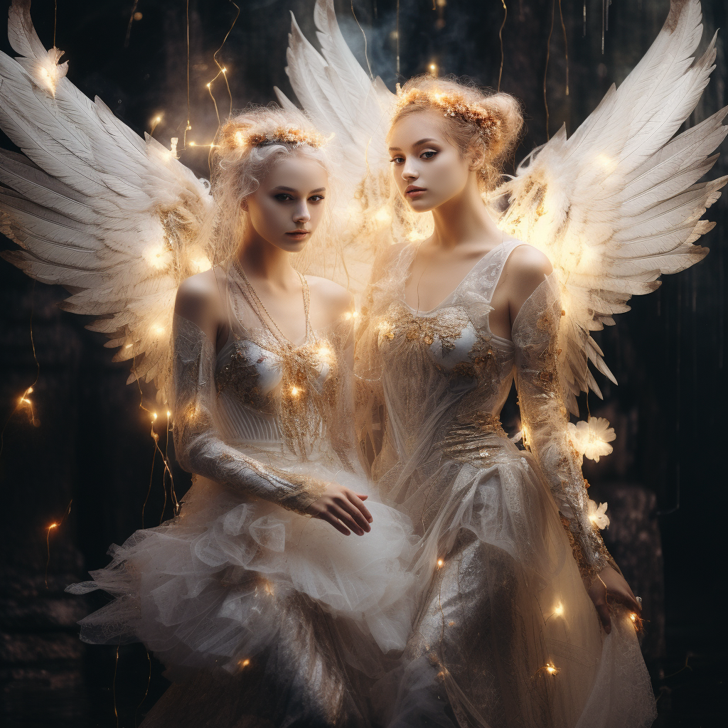 Angelic Women Luminous Wings