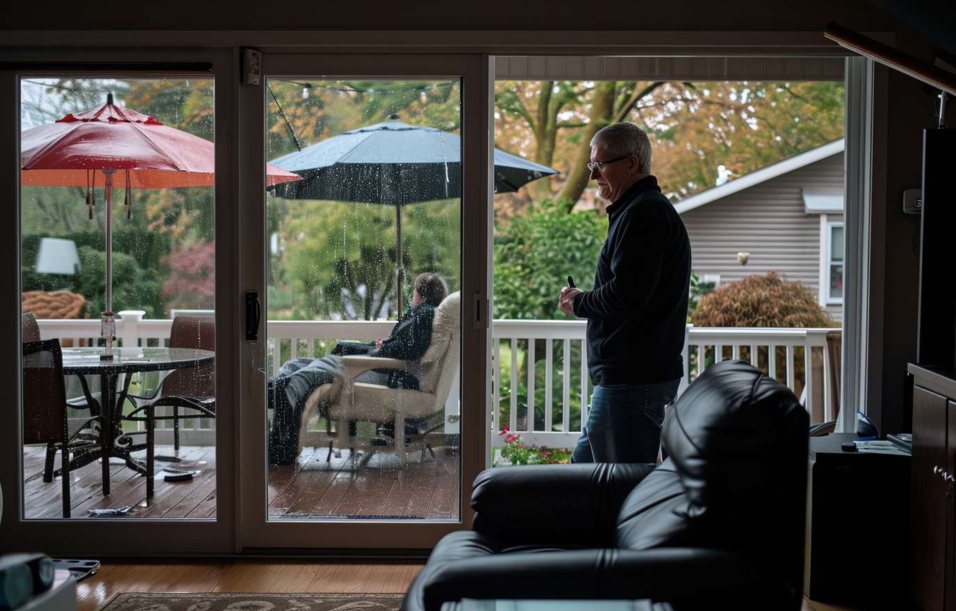 Apple CEO Tim Cook Peeking in Rain