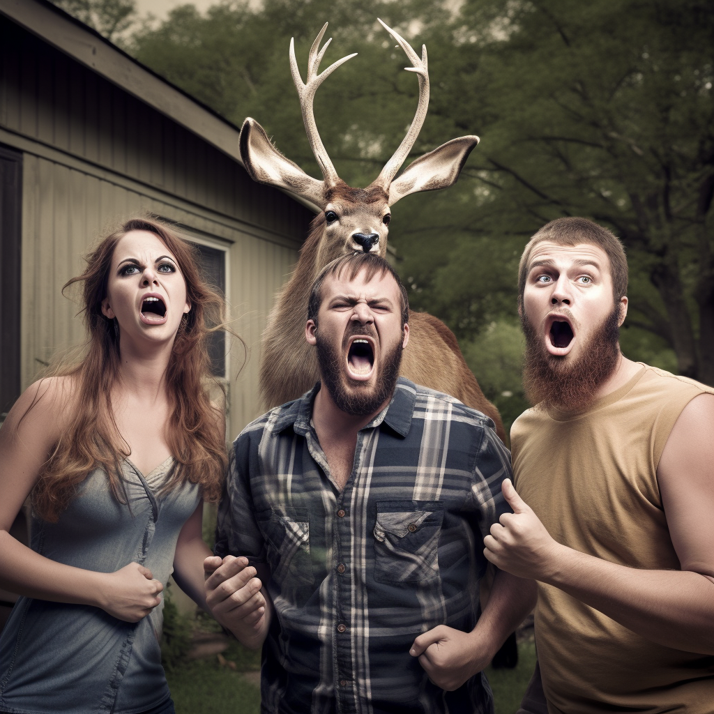 Angry rednecks screaming at deer