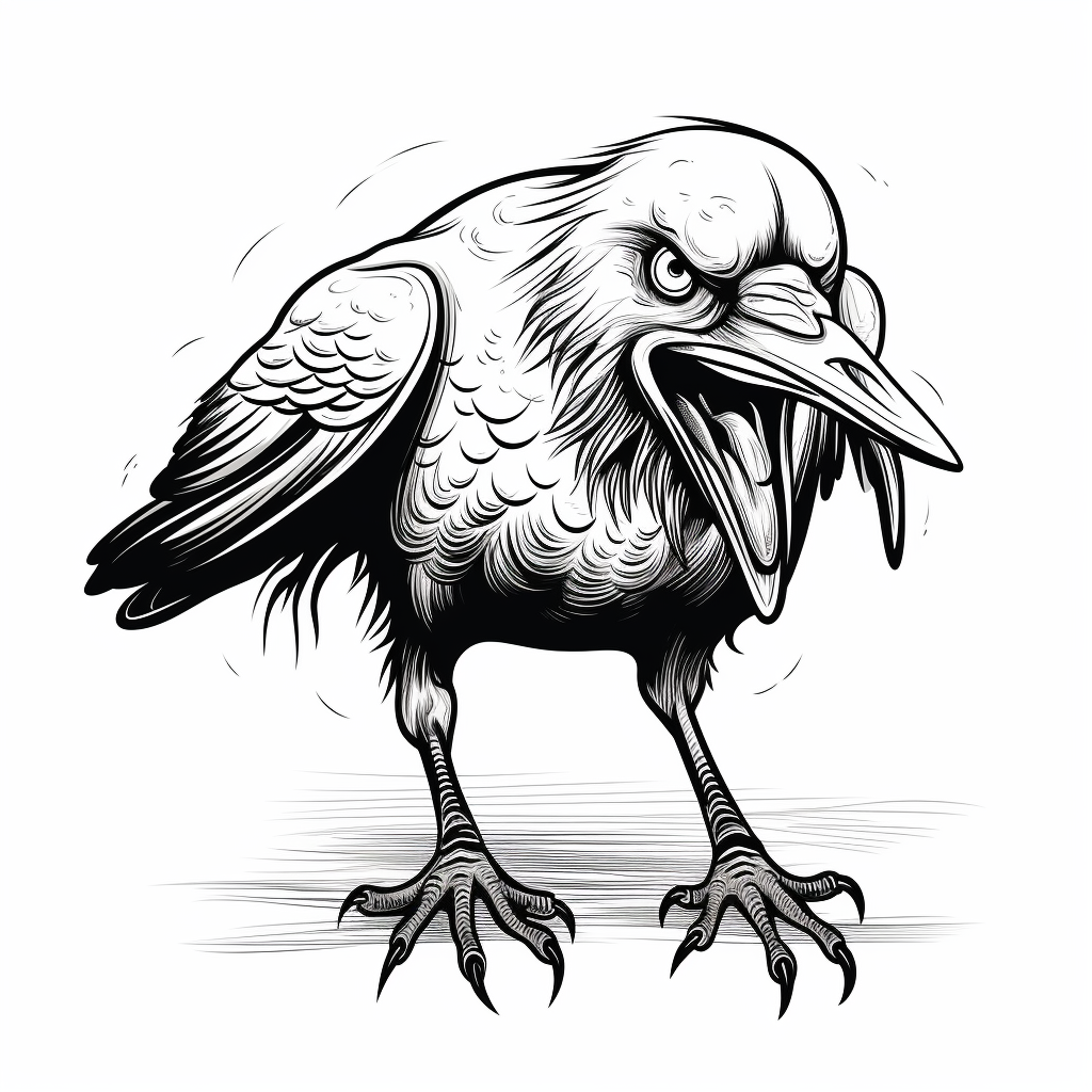 Cartoon crow in angry swooping motion