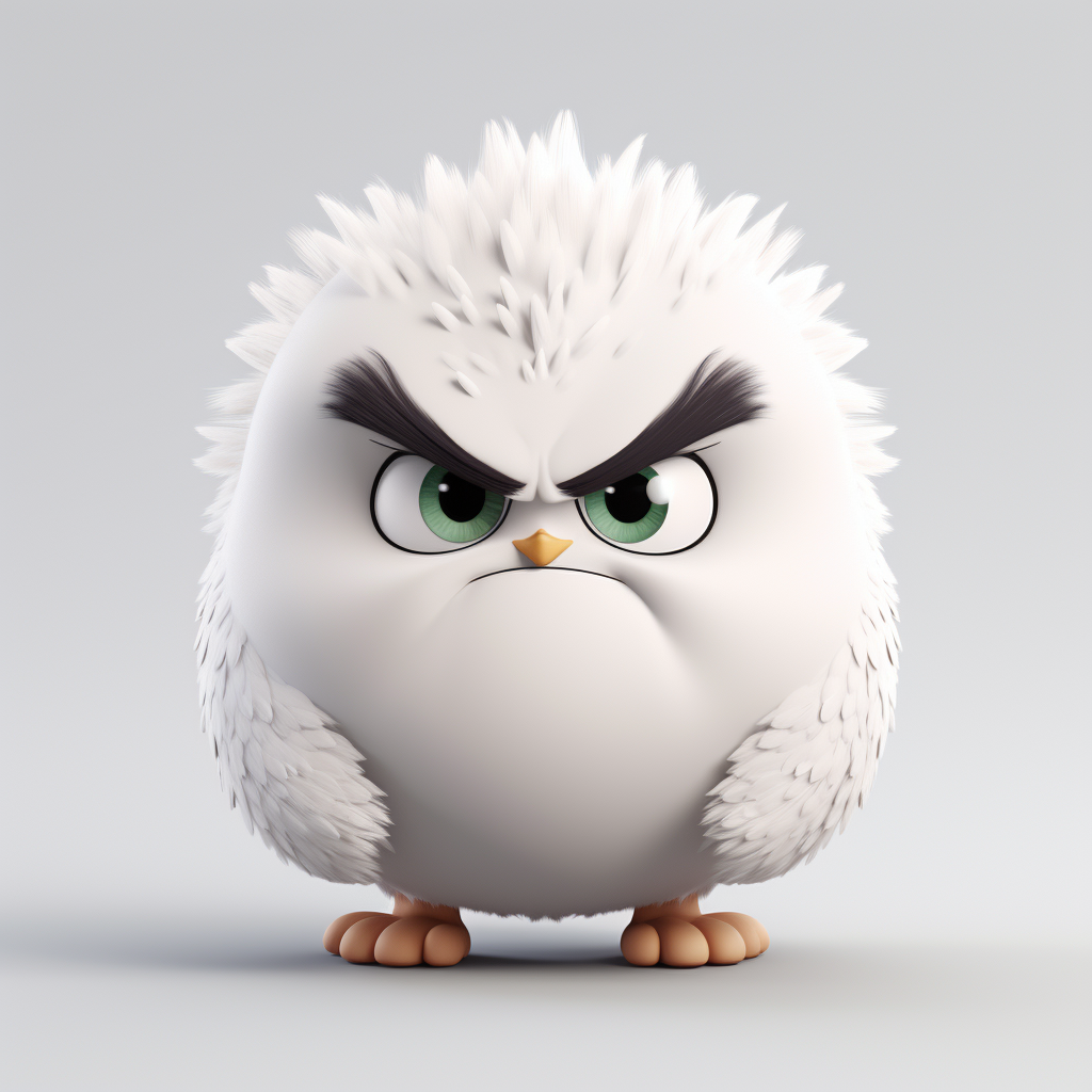 Very angry cute character on white background