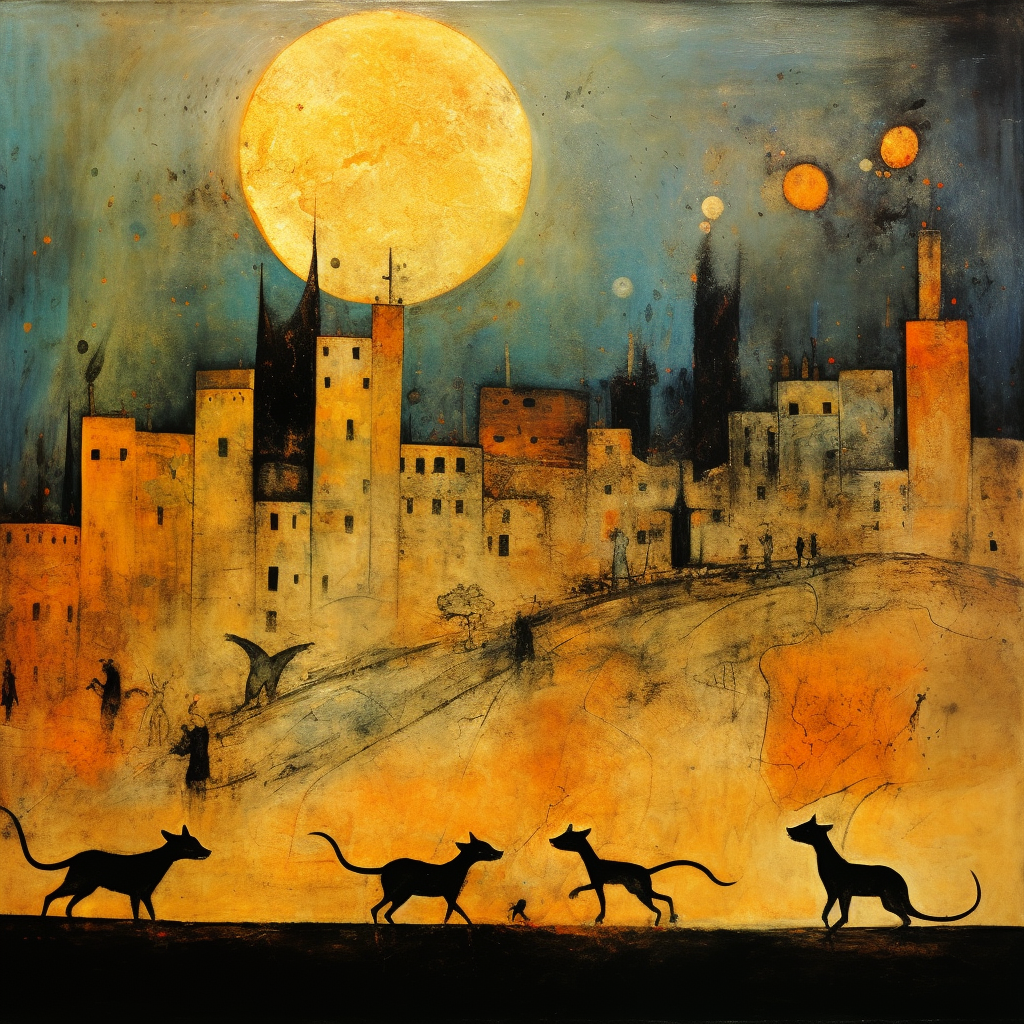 Running Animals in Desolate City Art