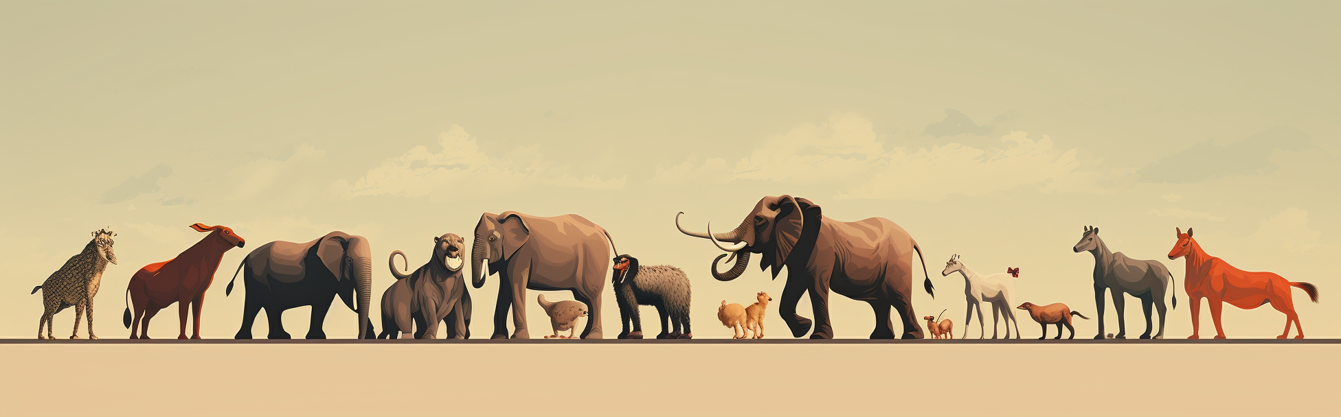 Animals lined up for battle