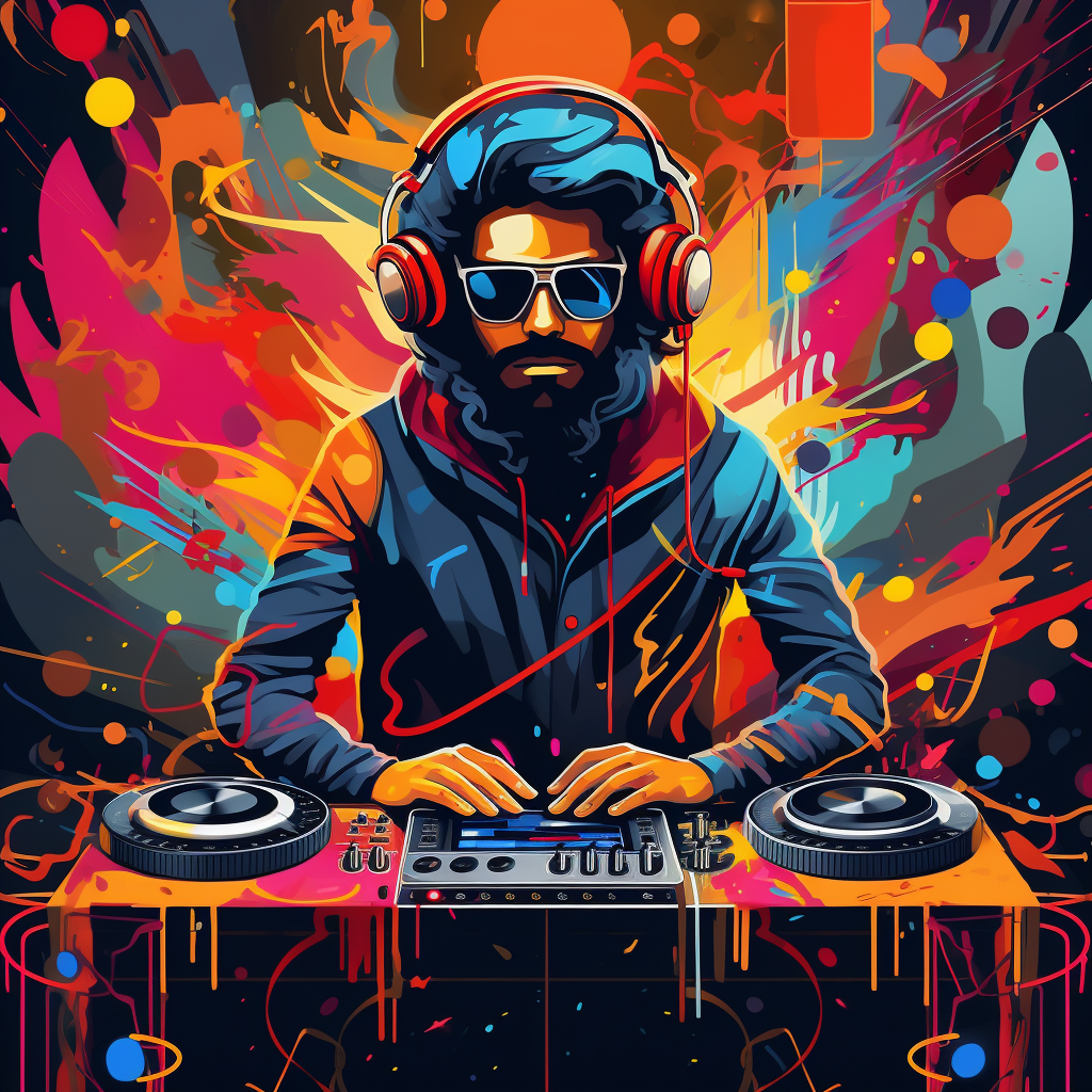 Colorful animation of a DJ set