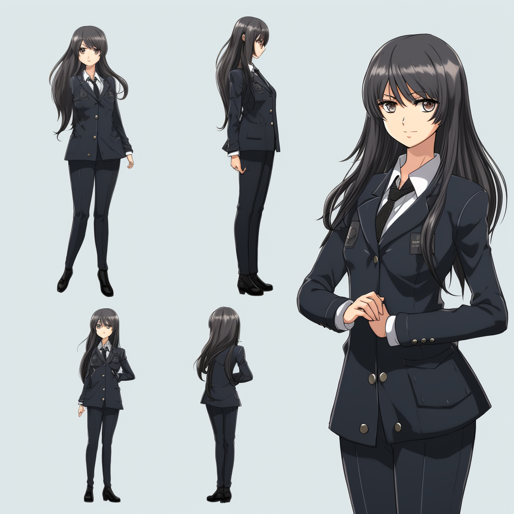 Anime Woman with Black Long Hair