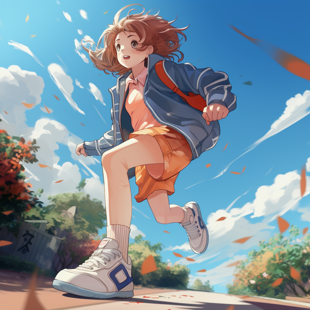 Anime Character Running with Sneakers