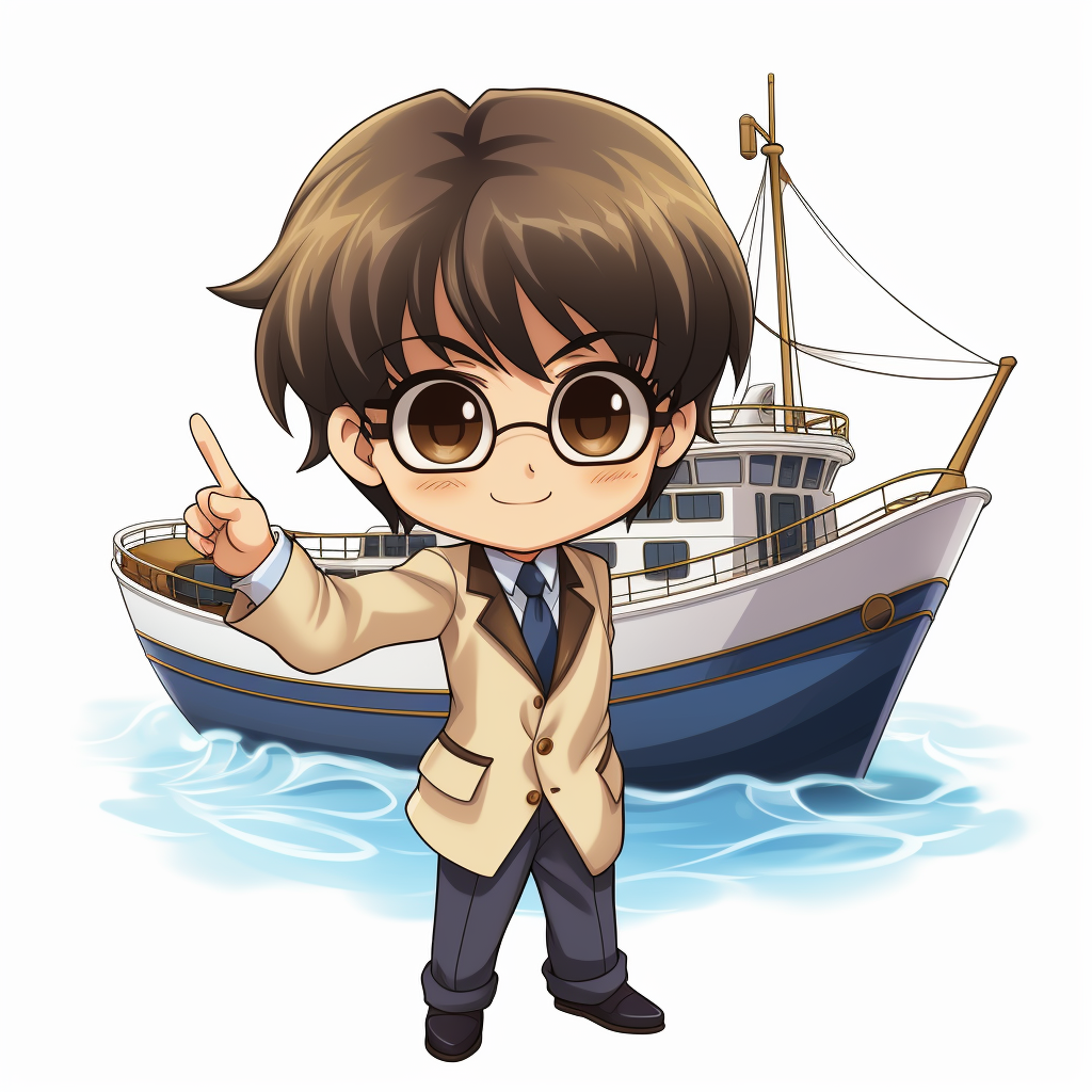 Anime Detective Conan holding boat anchor