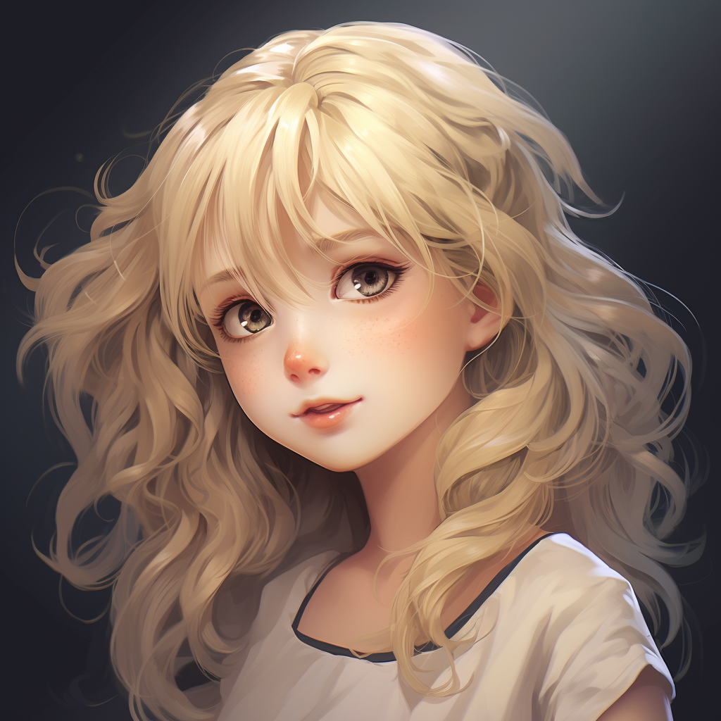 Anime girl with blonde hair smiling