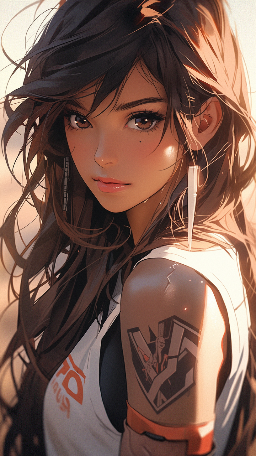 Young Anime Woman with Long Brown Hair  ?