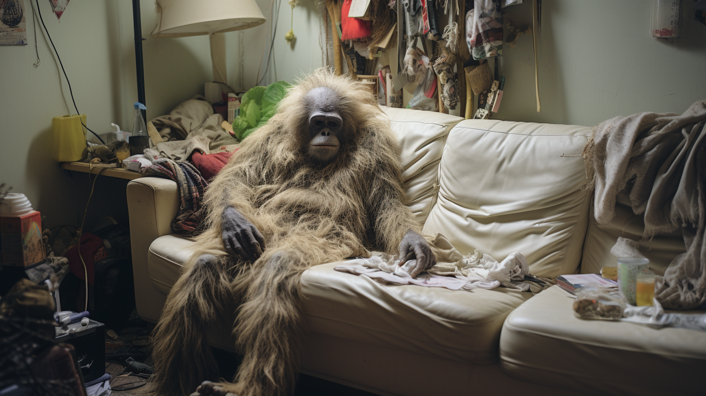 Anthro primate relaxing on a couch