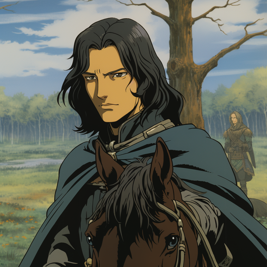 Aragorn Viggo Mortensen King in Hayao Miyazaki's retro anime