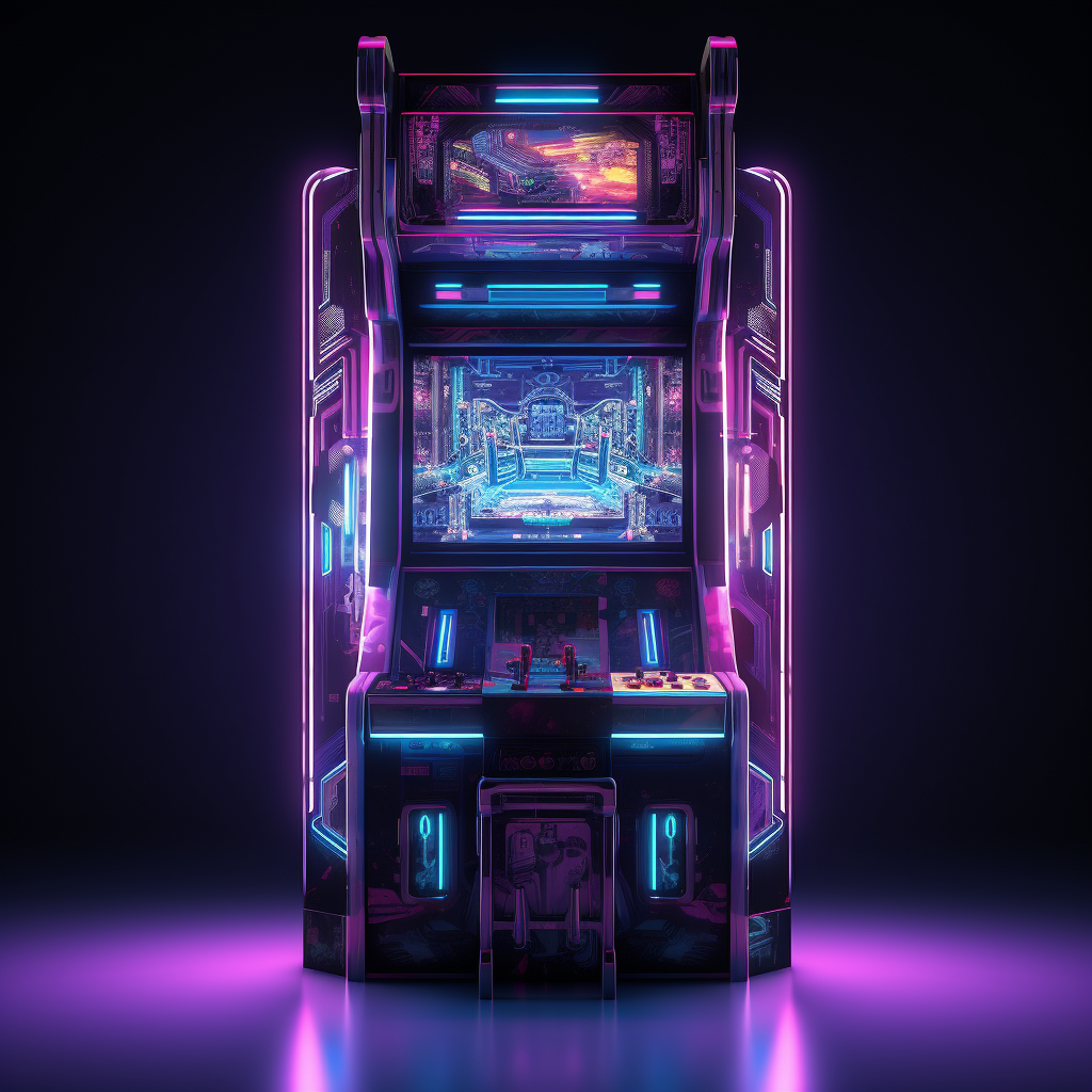 Neon arcade game machine frame