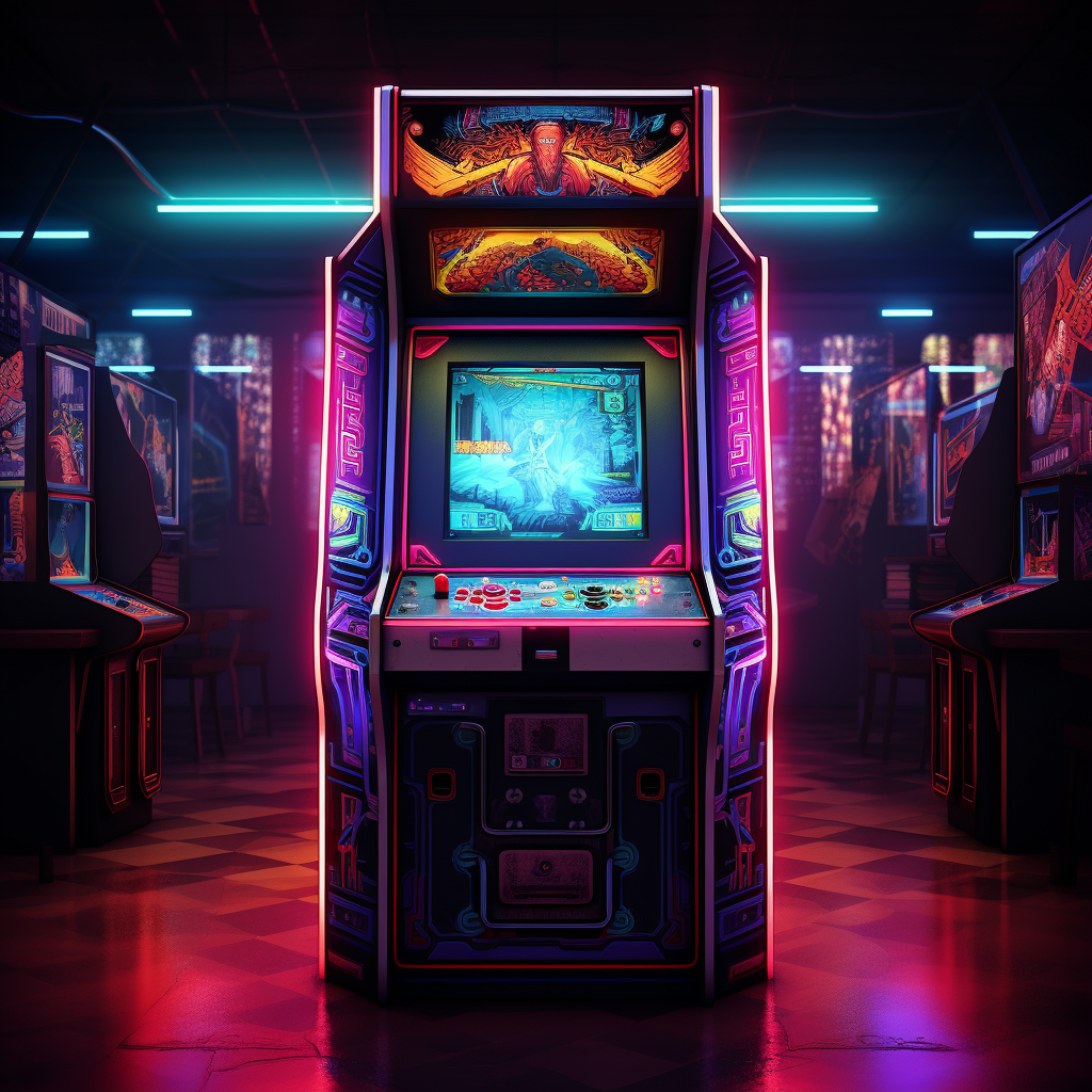 neon art arcade game machine