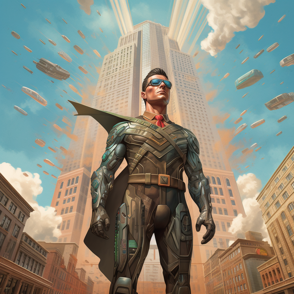 Architect superhero saving the city