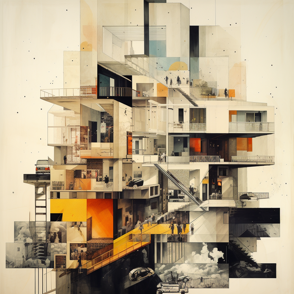 Creative architectural collage showcasing innovative designs