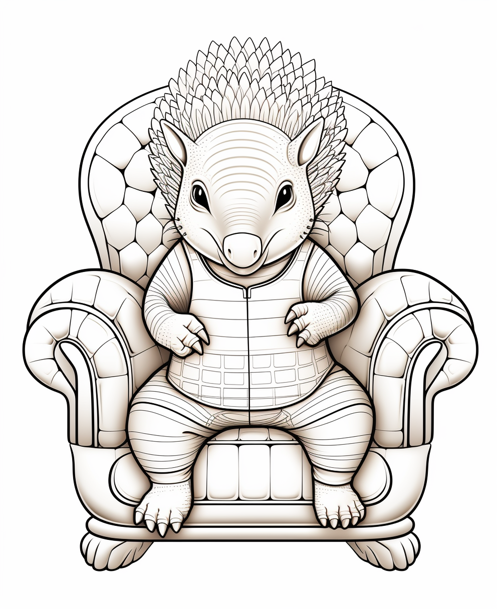 Cartoon armadillo in a chair