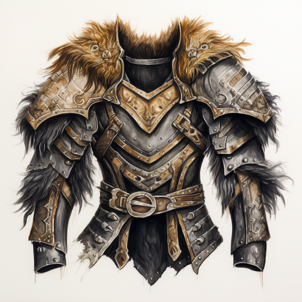 Armor jacket made of hide and fur sketch.