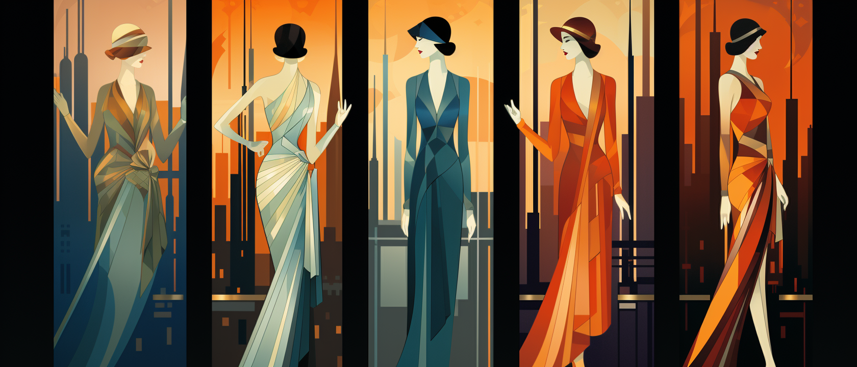 Art Deco fashion beauty without text