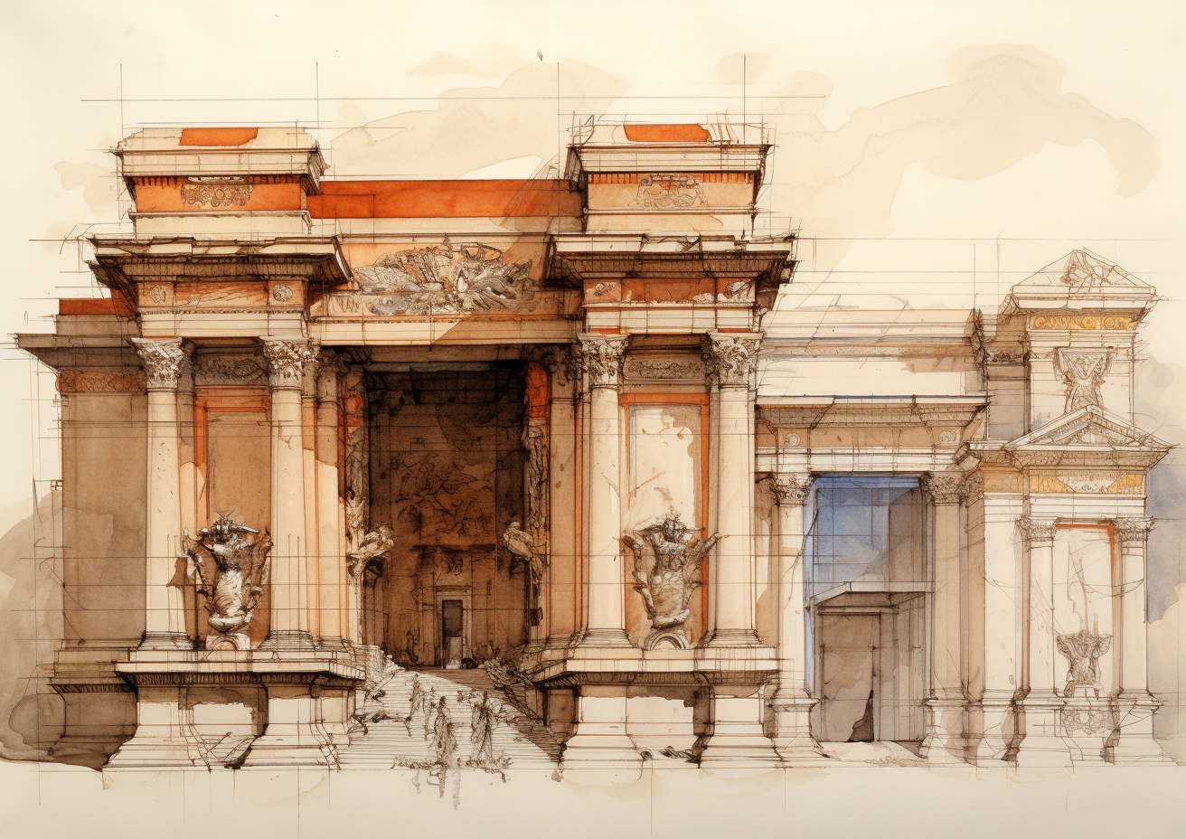 Archeologist sketch of the Artemis Temple