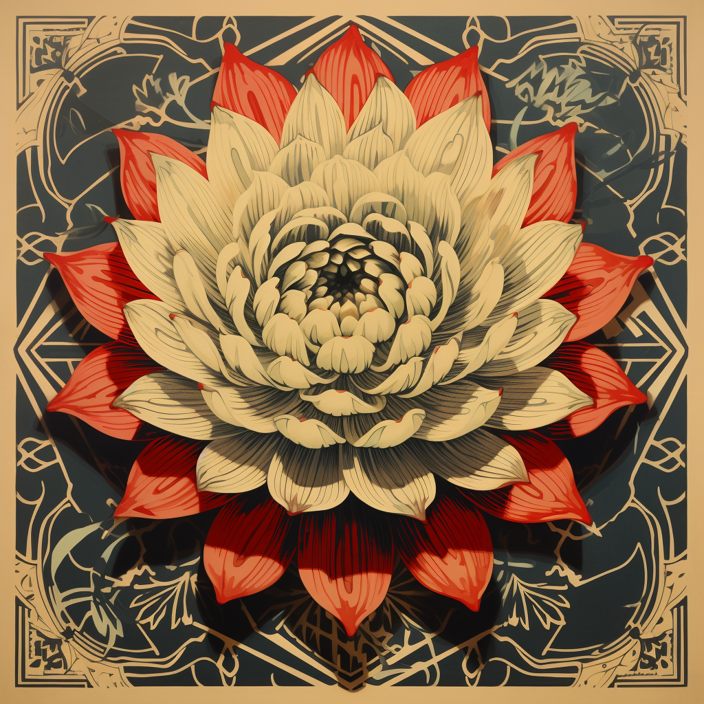 Colorful Artichoke Flower Geometry by Shepherd Fairey and Osamu Tezuka