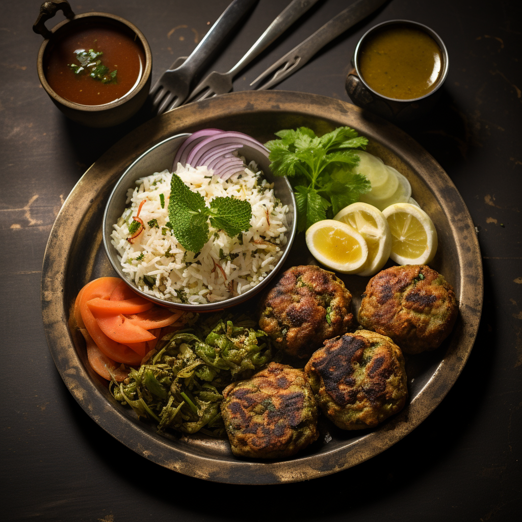 Flavorful Asian Setting Chappli Kabab on a Plate