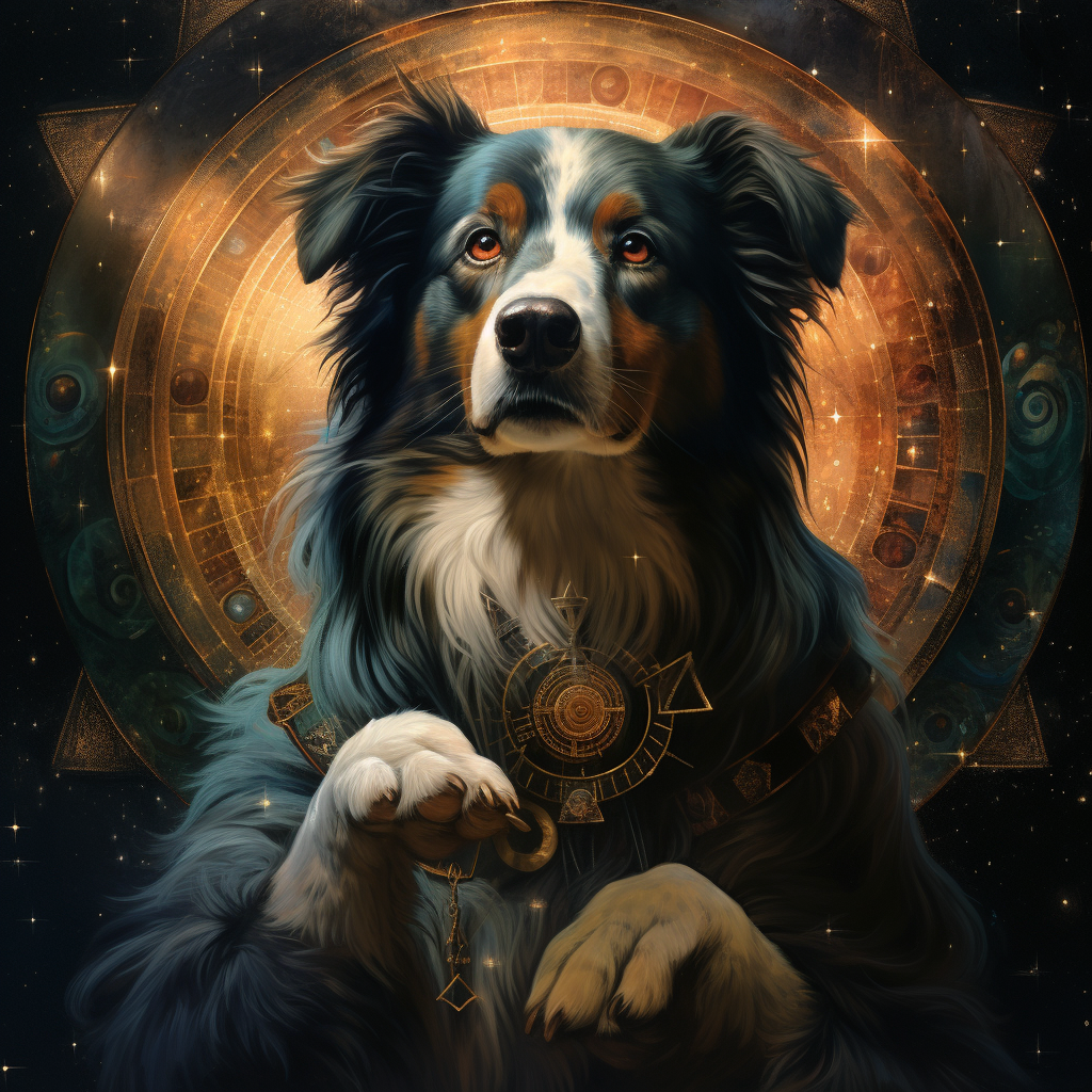 Dog Astrologer with Cosmic Background