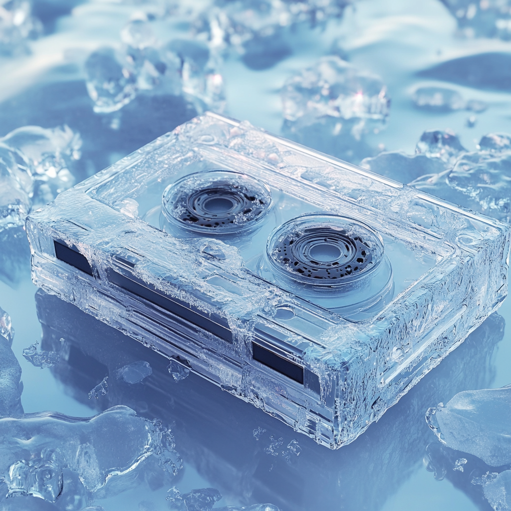 Cassette tape in frozen winter