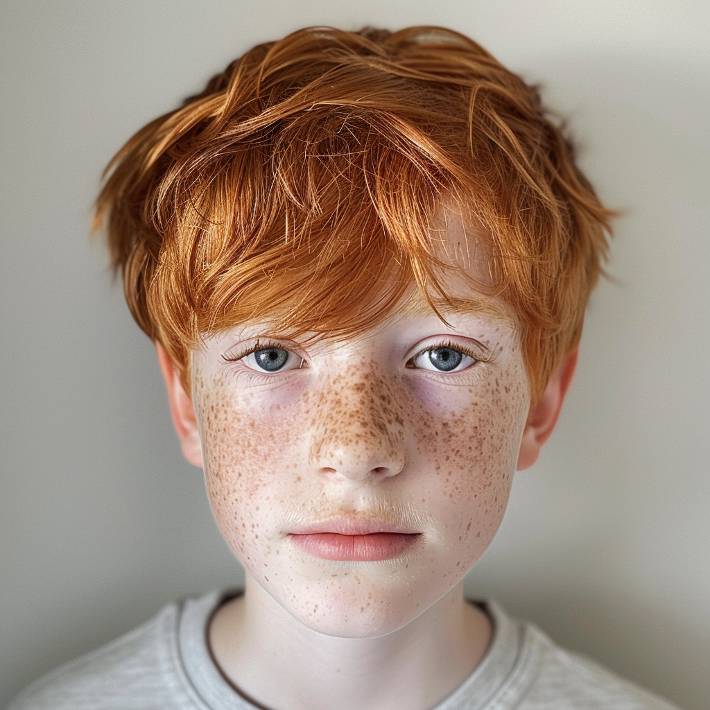 Autistic boy with red hair