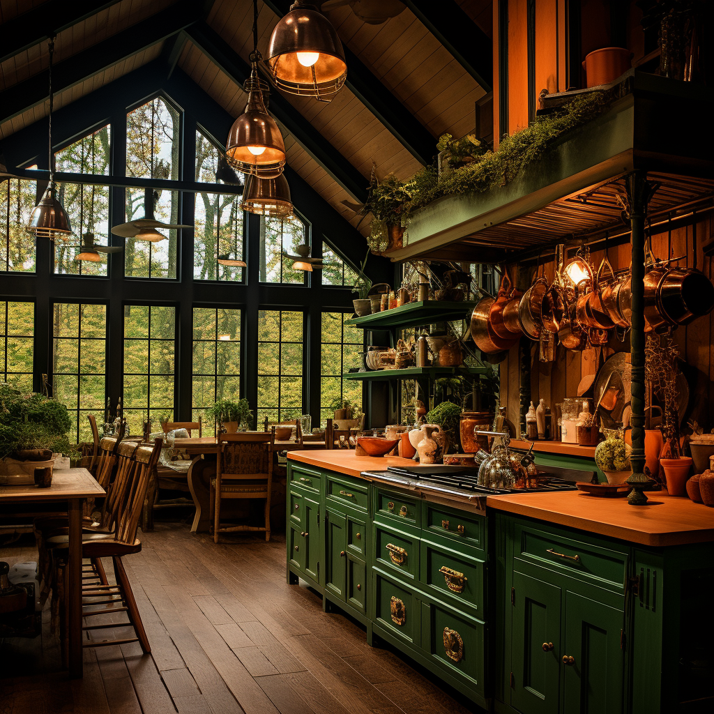 Vintage Luxury Oak Kitchen in Autumn