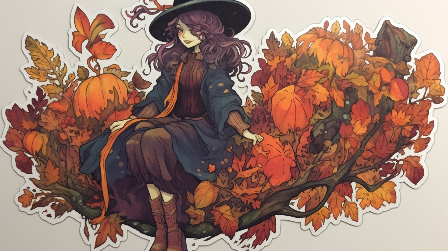 Autumn witch full body sticker