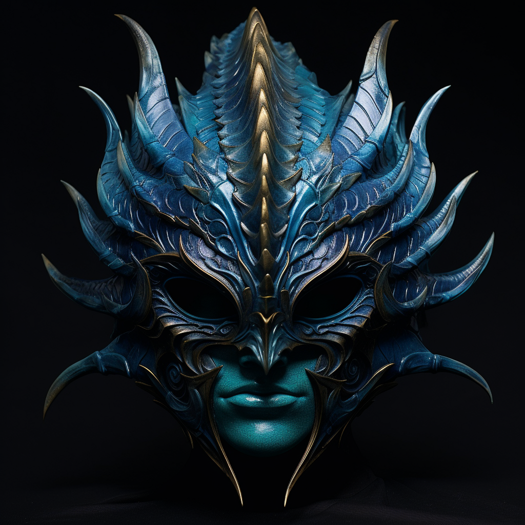 Half mask of azure scales and horn