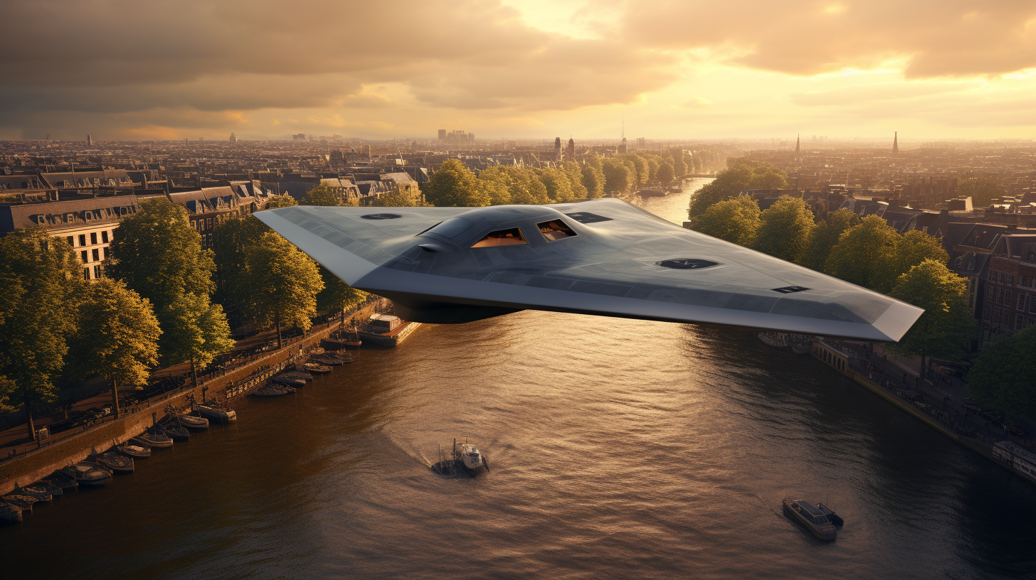 B-2 Spirit flying over Amsterdam