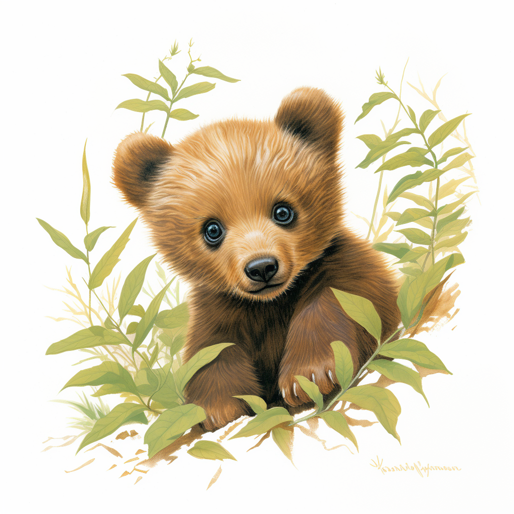 Adorable baby bear cub illustration