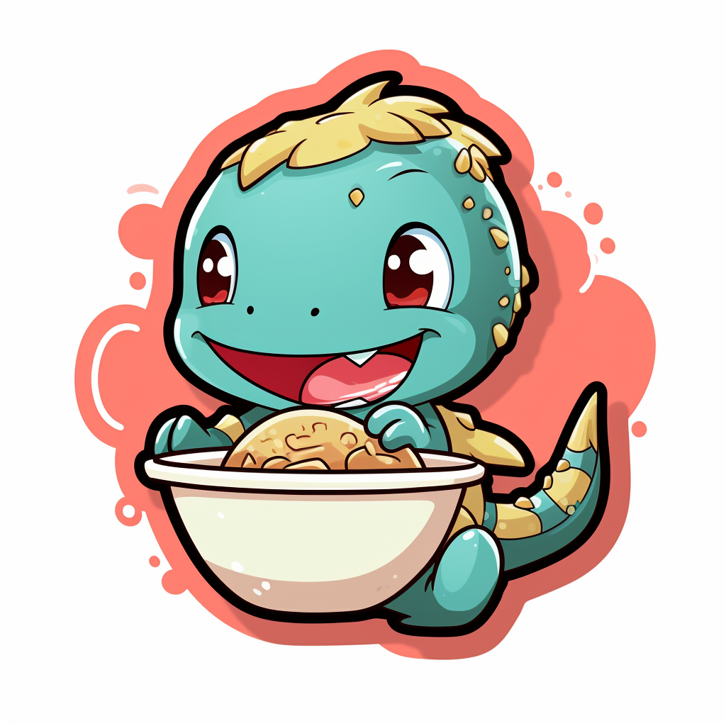 Cute Baby Dino Enjoying Delicious Ramen