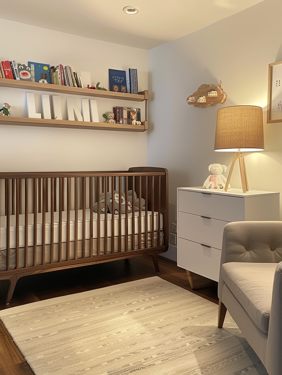 Baby nursery wall with crib Luca