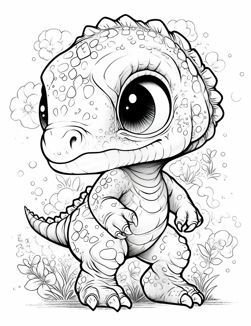 Adorable baby T-Rex dinosaur in chibi style