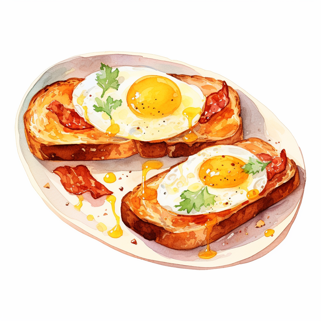 Stylish Ceramic Dish with Bacon Egg Toast