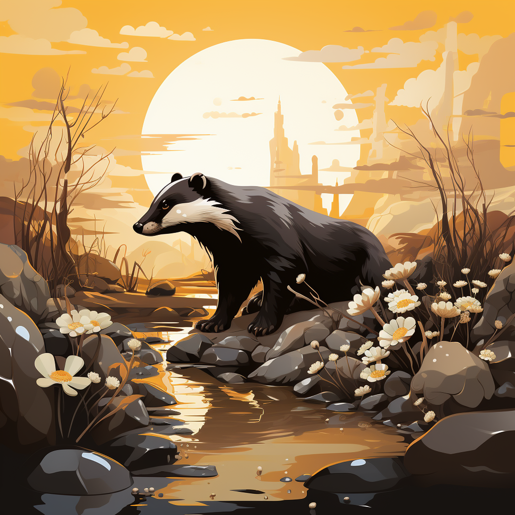 Badger with Worms Illustration