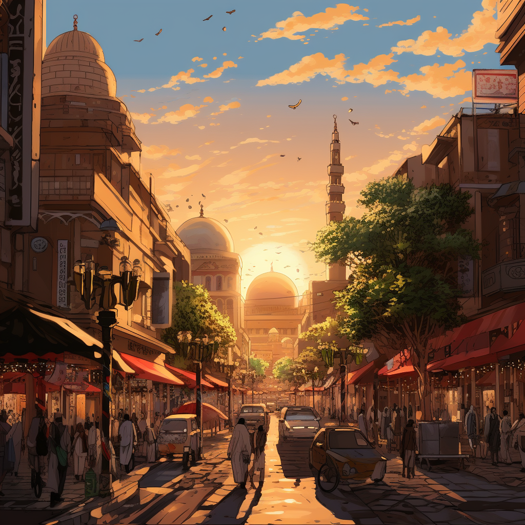 Beautiful digital illustration of Baghdad city