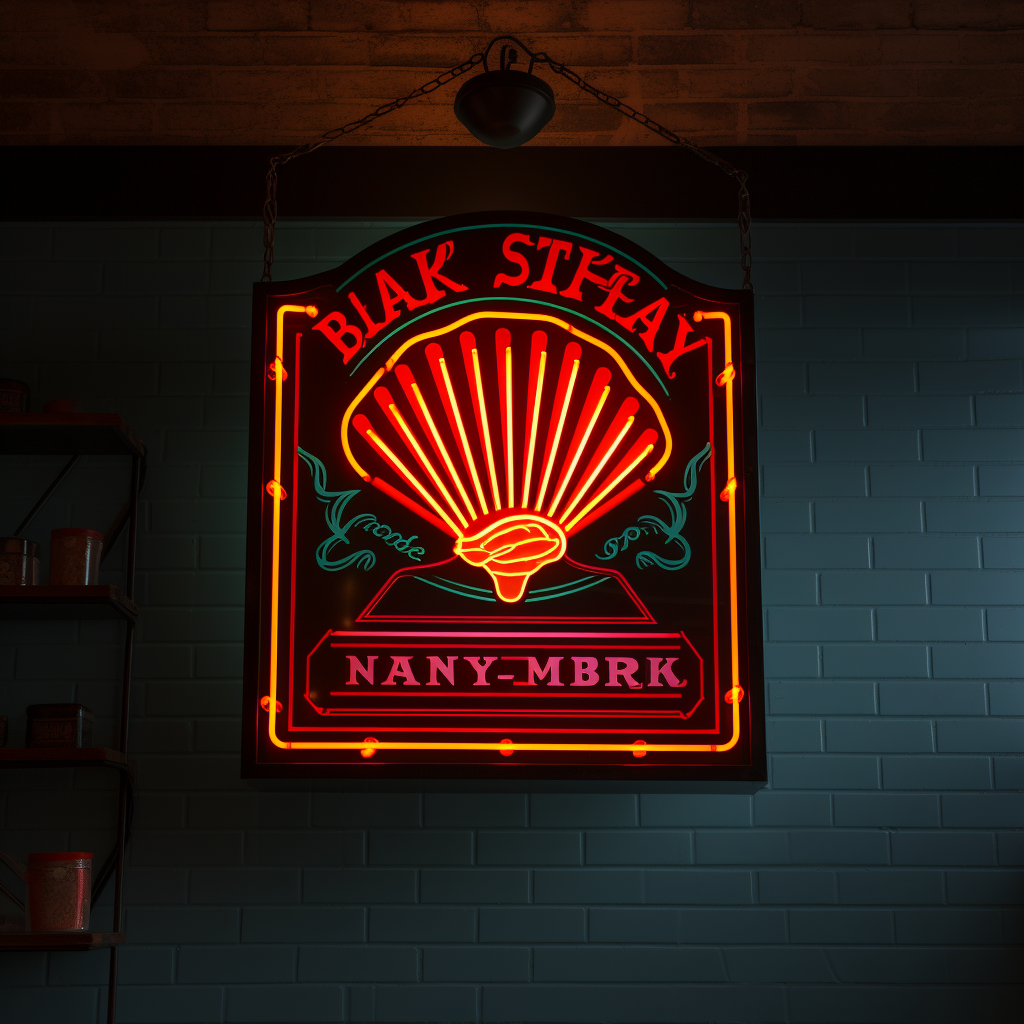 Bakery flag sign illuminated