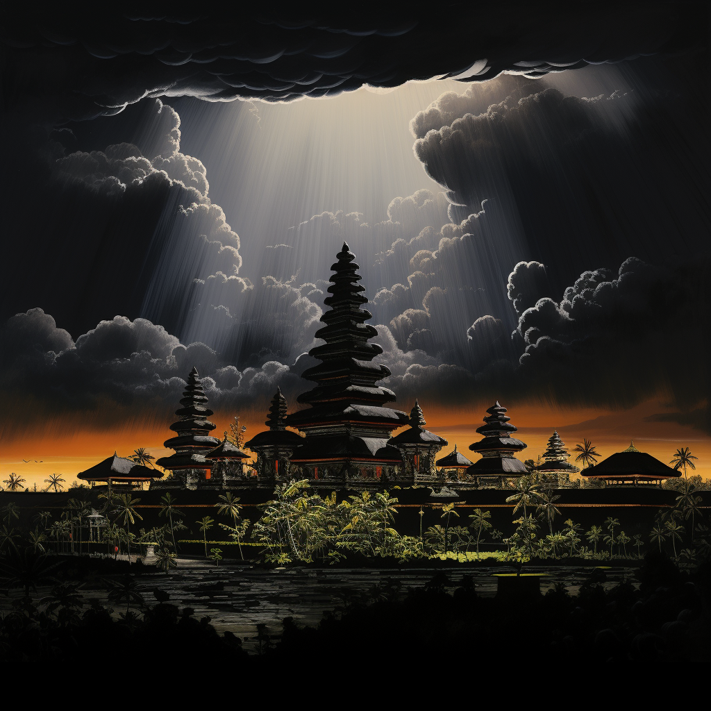 Picturesque Bali Temple in Dramatic Light