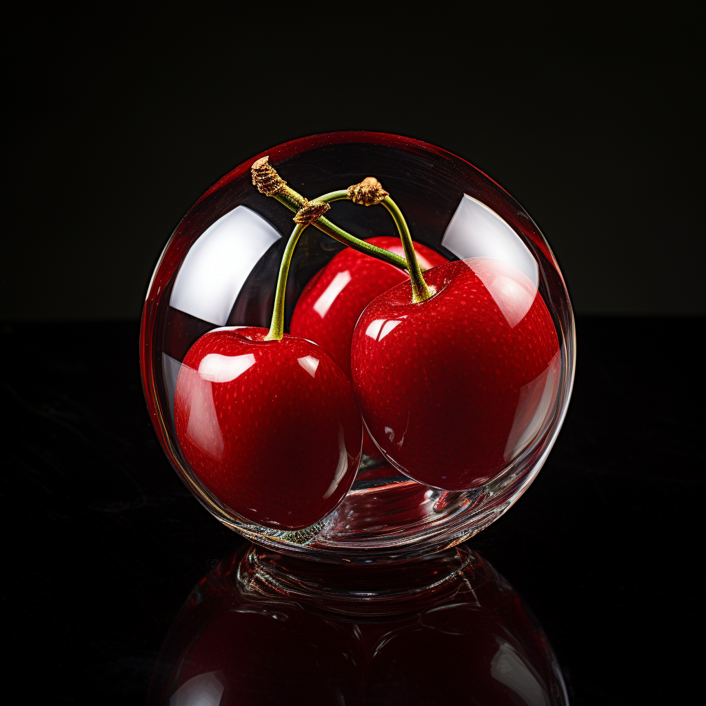 Colorful ball with printed cherries