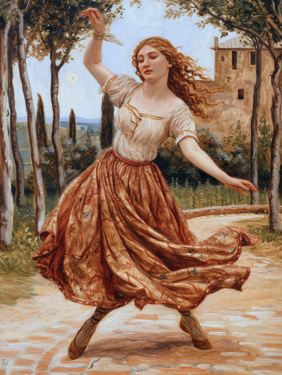 Ballet woman dancing in medieval costumes