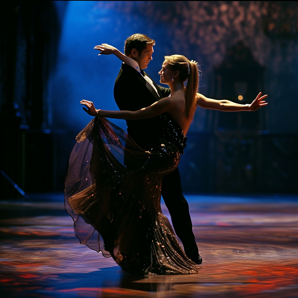 Ballroom dance couple in motion