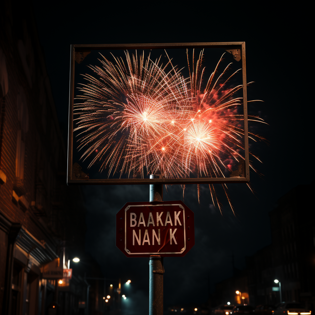 Sign recommending ban on fireworks