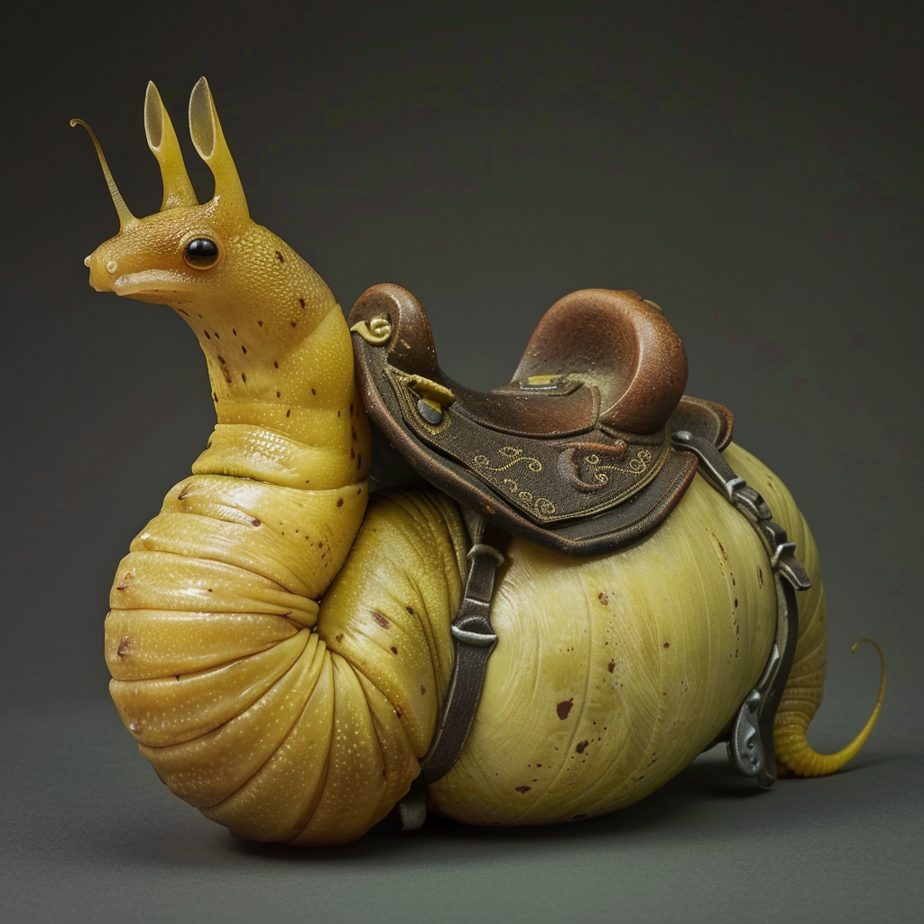 Banana slug with horse saddle